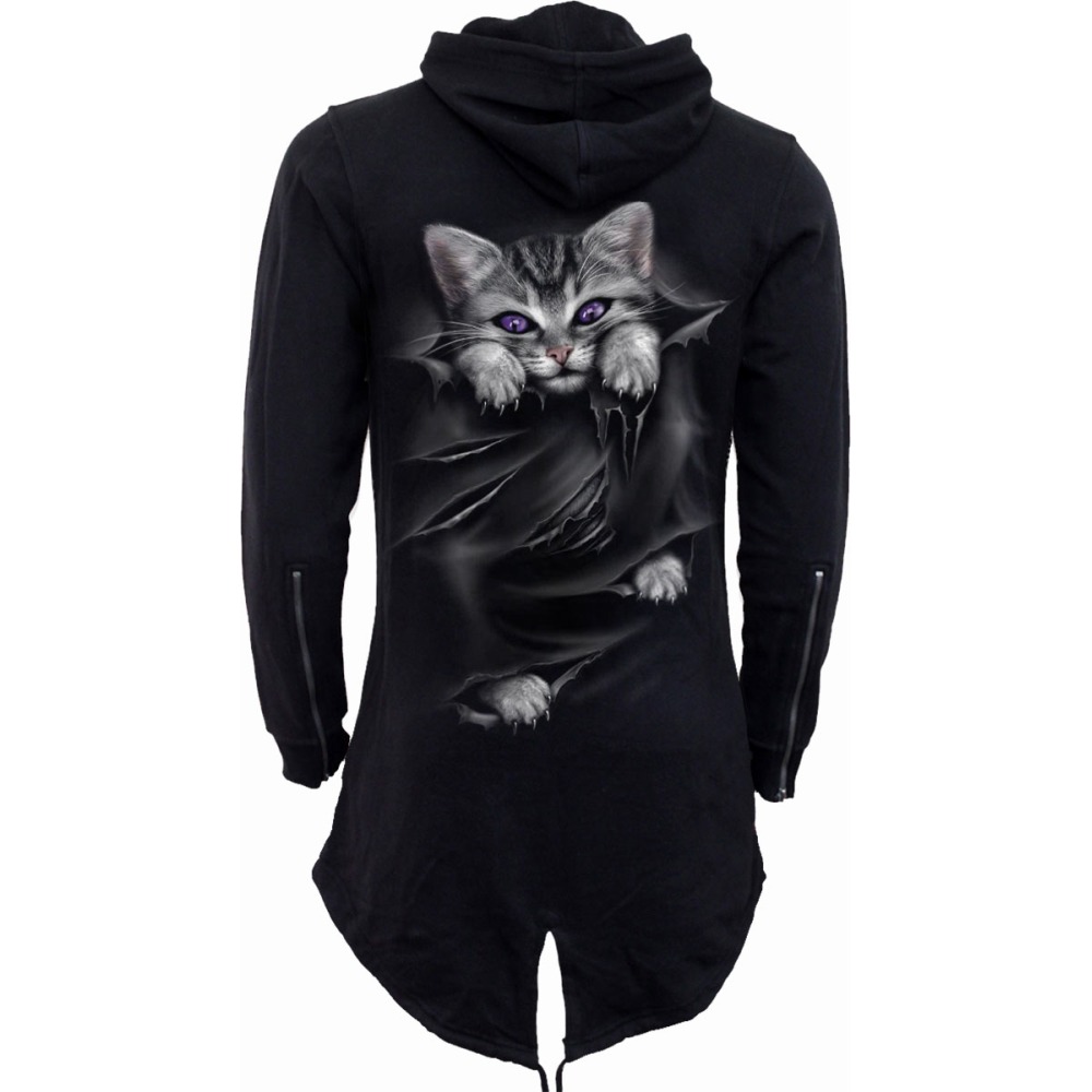 Spiral - POCKET KITTEN Zip hoodie - Black